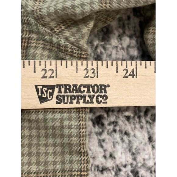 Eddie Bauer Mens Large Button Down Shirt Green Tan Plaid Long Sleeve Preppy - Picture 3 of 7